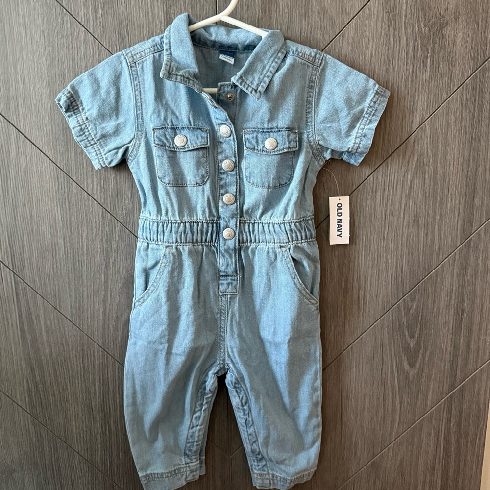 Old Navy Light Wash Blue Toddler Girls Denim Romper